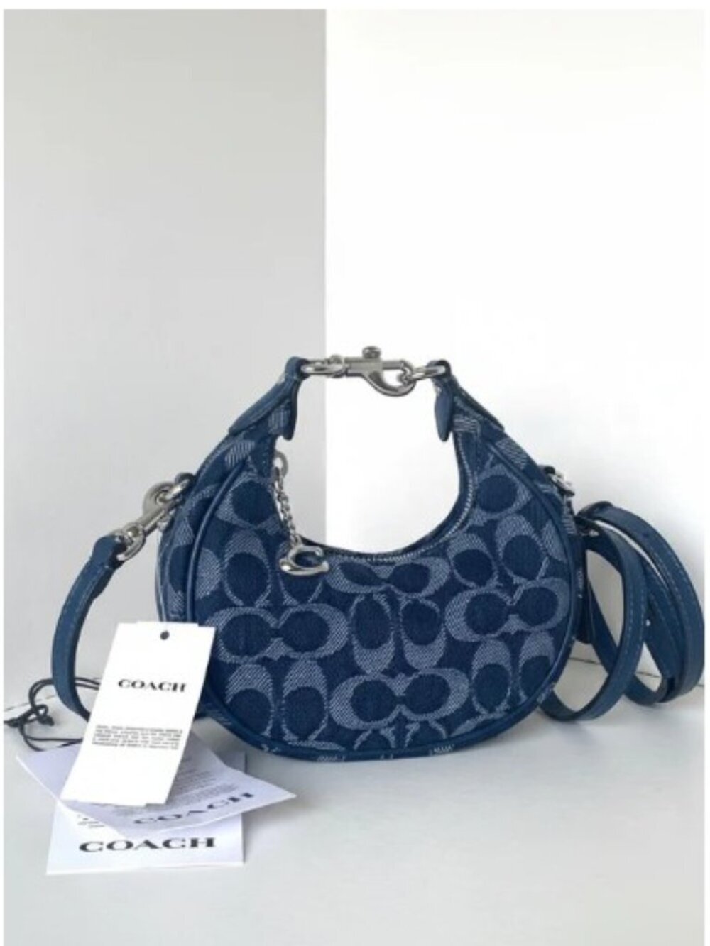 Coach Jonie Bag CAO04 Signature Denim Deep Blue Multi Crossbody Wristlet